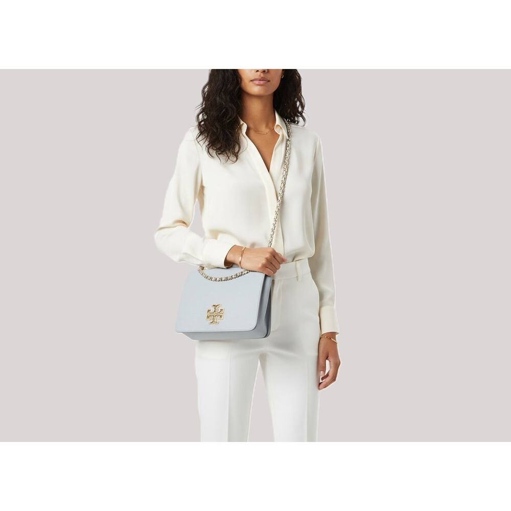 Tory Burch Britten Medium Pebbled Leather Shoulder Bag – Gold Hardware, Pre-Love